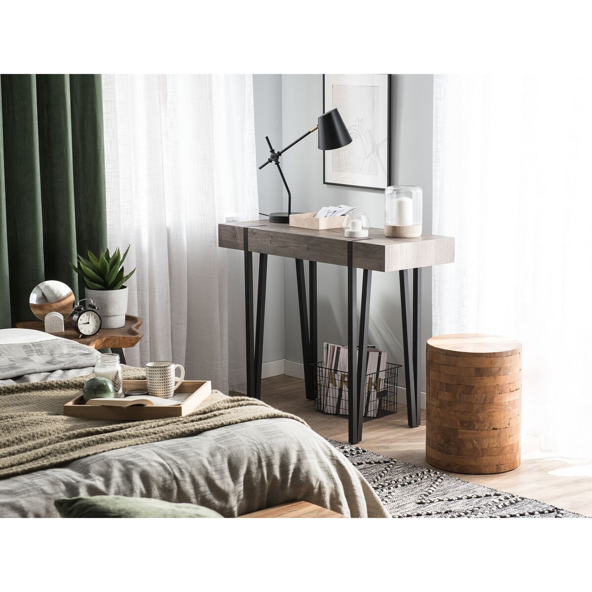 Konsola ciemne drewno z czarnym ADENA