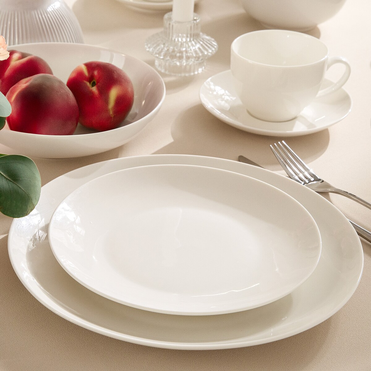 KONSIMO AD BELLA, Zestaw śniadaniowy 6 os. (26 el.), kolor ecru