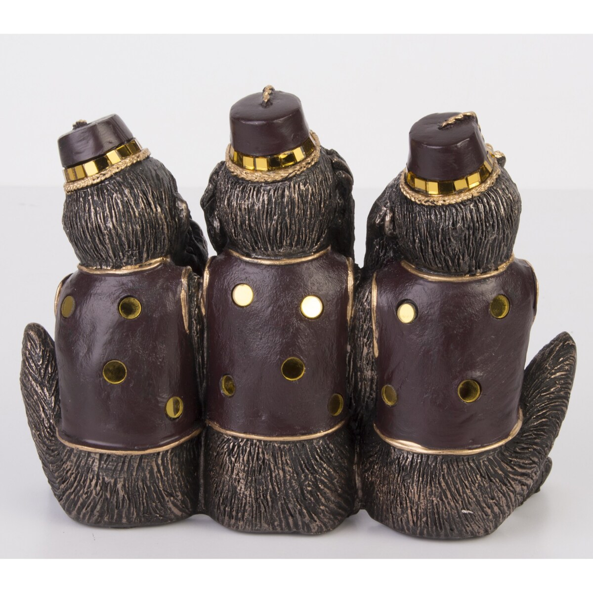 Dekoracja - 3 małpki w czapkach - nie widzę, nie słyszę, nie mówię 15x19x8 cm