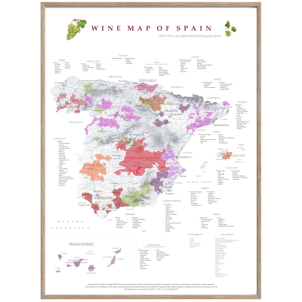 plakat HISZPANIA regiony winiarskie 50x70cm