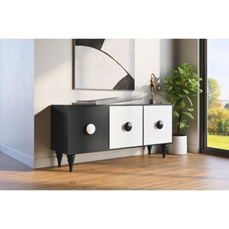 Nowoczesna czarno-biała komoda Dancan PARADIS / szer. 158 cm
