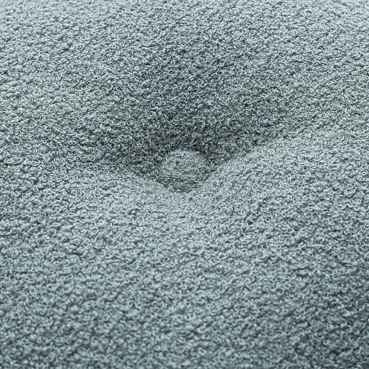 Poduszka okrągła z guzikiem, niebieska bukla, ⌀37 cm, Boucle Teddy