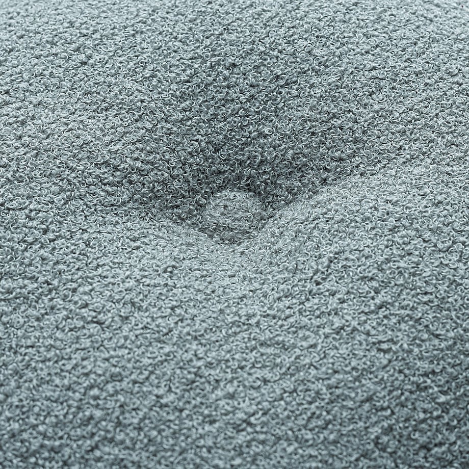 Poduszka okrągła z guzikiem, niebieska bukla, ⌀37 cm, Boucle Teddy