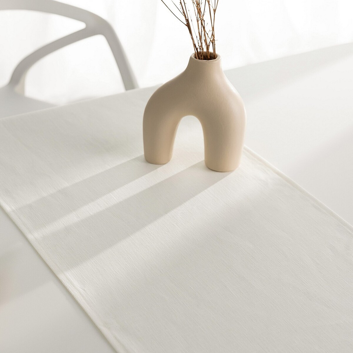 Bieżnik z falbaną 40x160 cm 40x160 śmietankowy biały