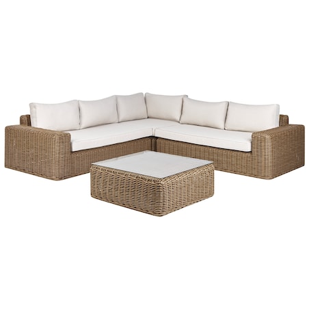 Narożnik ogrodowy z otomaną dla 6 osób PALERMO Brązowy Technorattan Modułowy