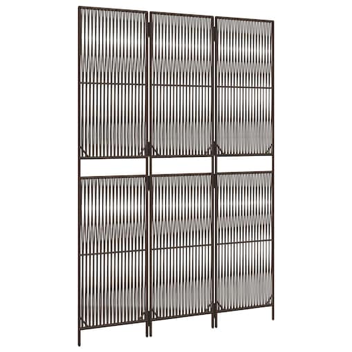 vidaXL Parawan 3-panelowy, brązowy, polirattan