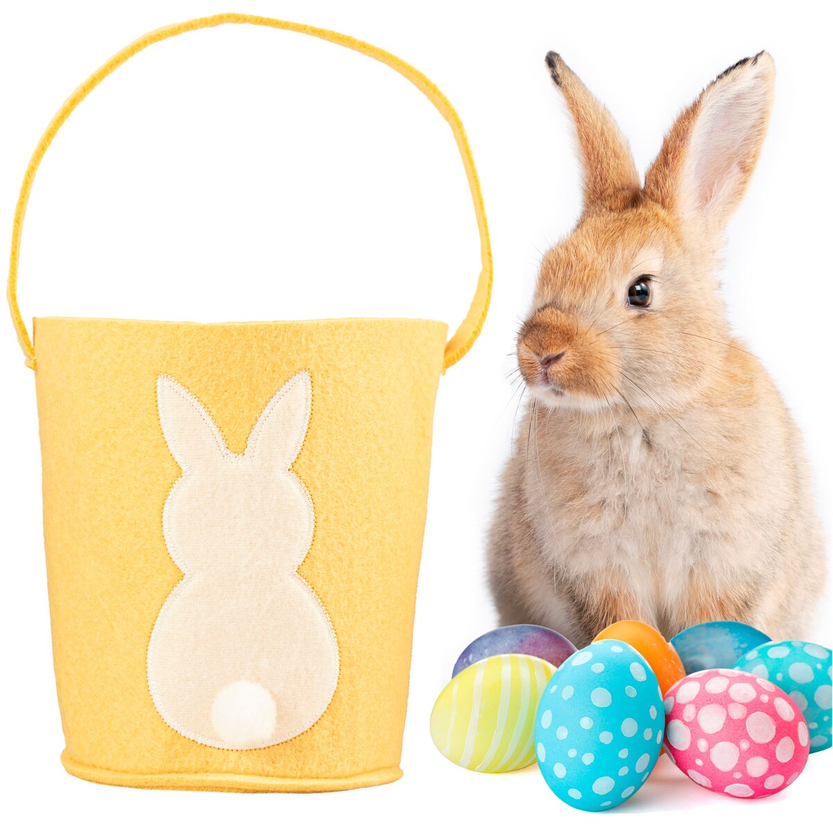 Koszyk Koszyczek Filcowy Wielkanocny Na Jajka Pisanki Dekoracja Ozdoba Z Zajączkiem Pomarańczowy