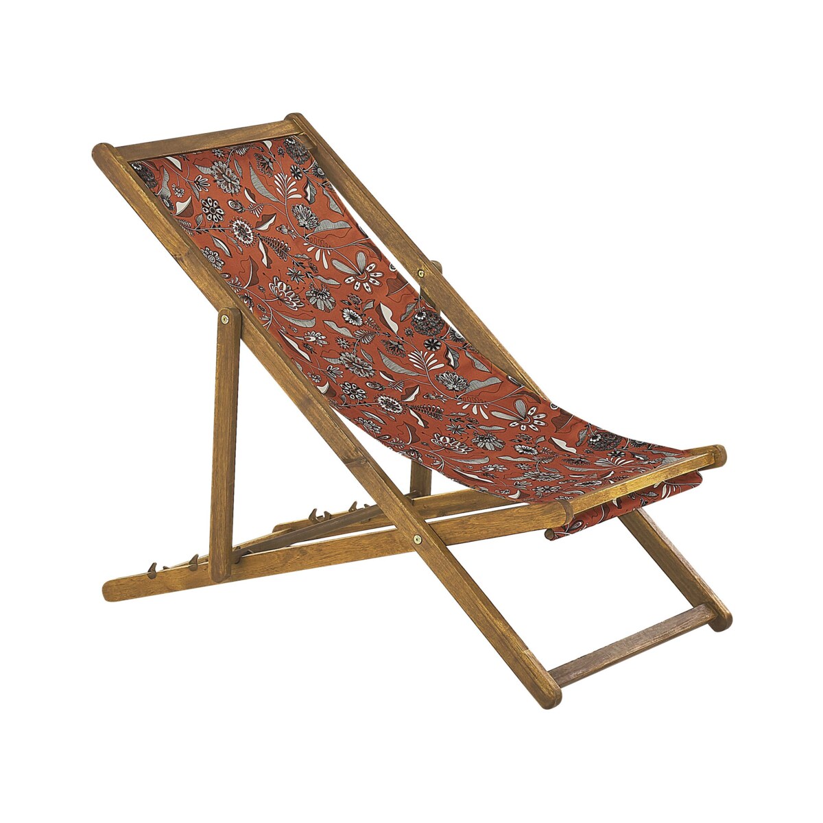 Zestaw 2 leżaków ogrodowych jasne drewno akacjowe wzór w kwiaty czerwony ANZIO