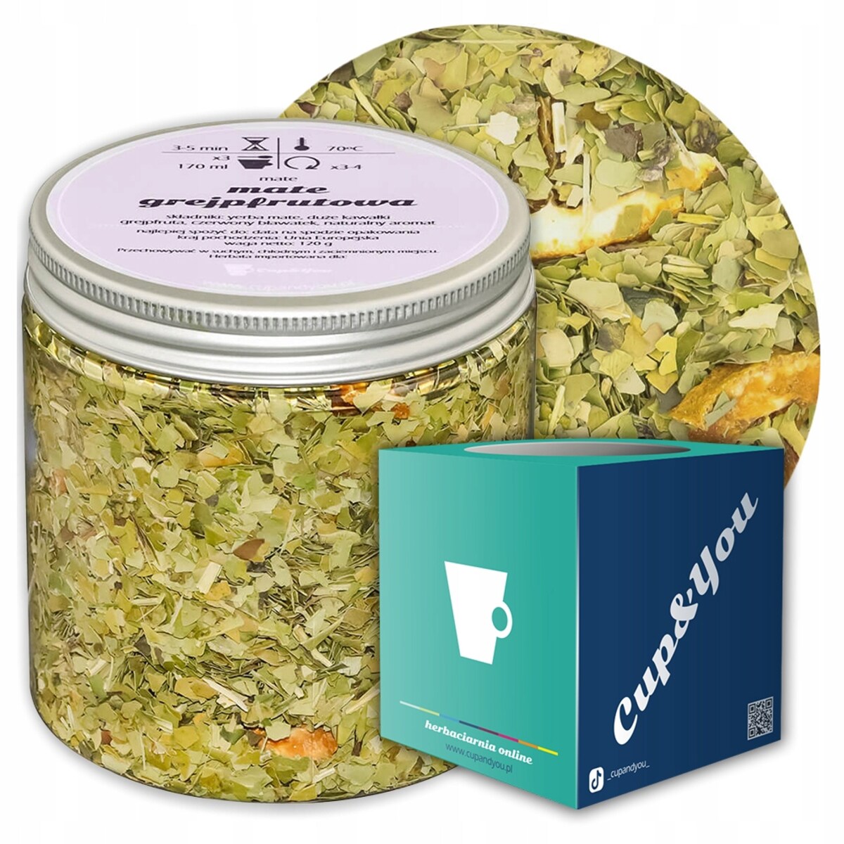 Herbata YERBA MATE GREJPFRUTOWA o smaku pobudzającego grejpfruta PREMIUM - herbata liściasta sypana mieszanka napar susz - gotowa na prezent upominek