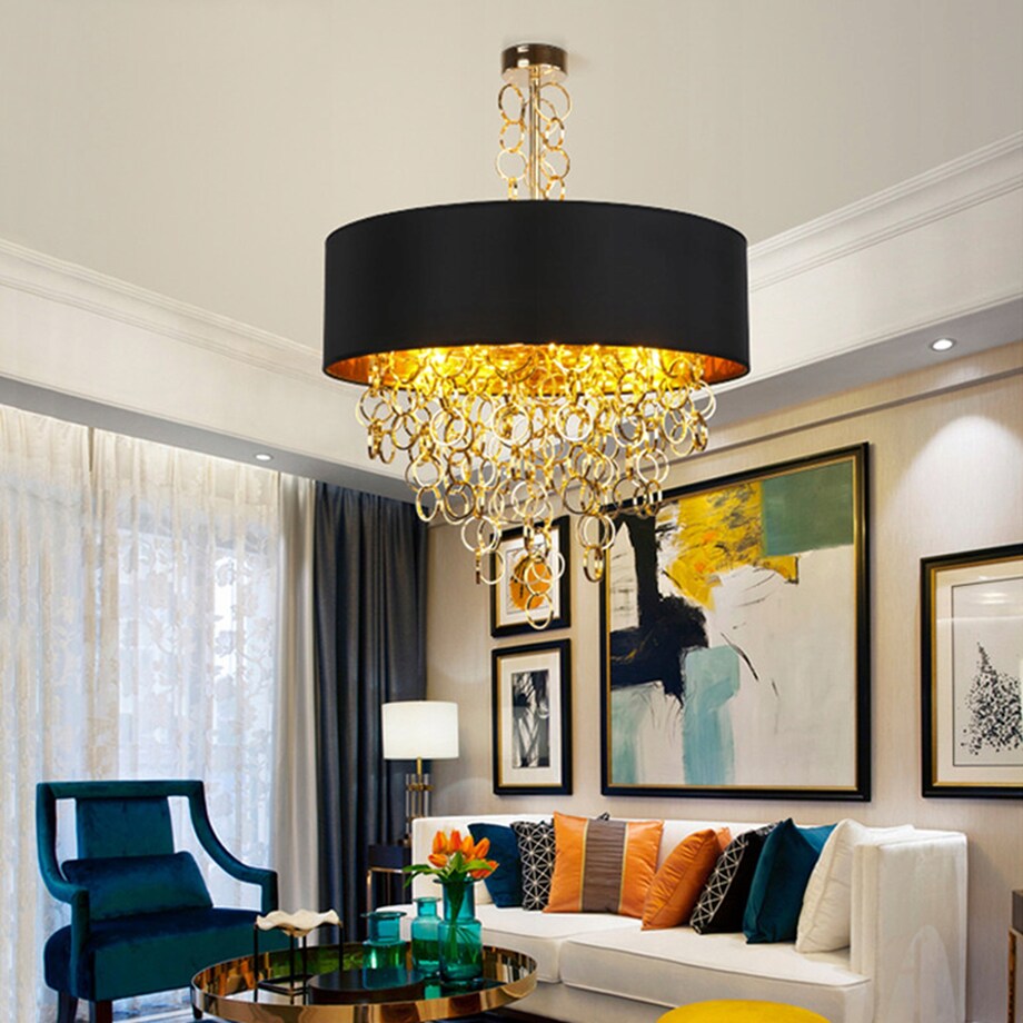 Lampa Wisząca Żyrandol Nowoczesny Black Gold 45Cm