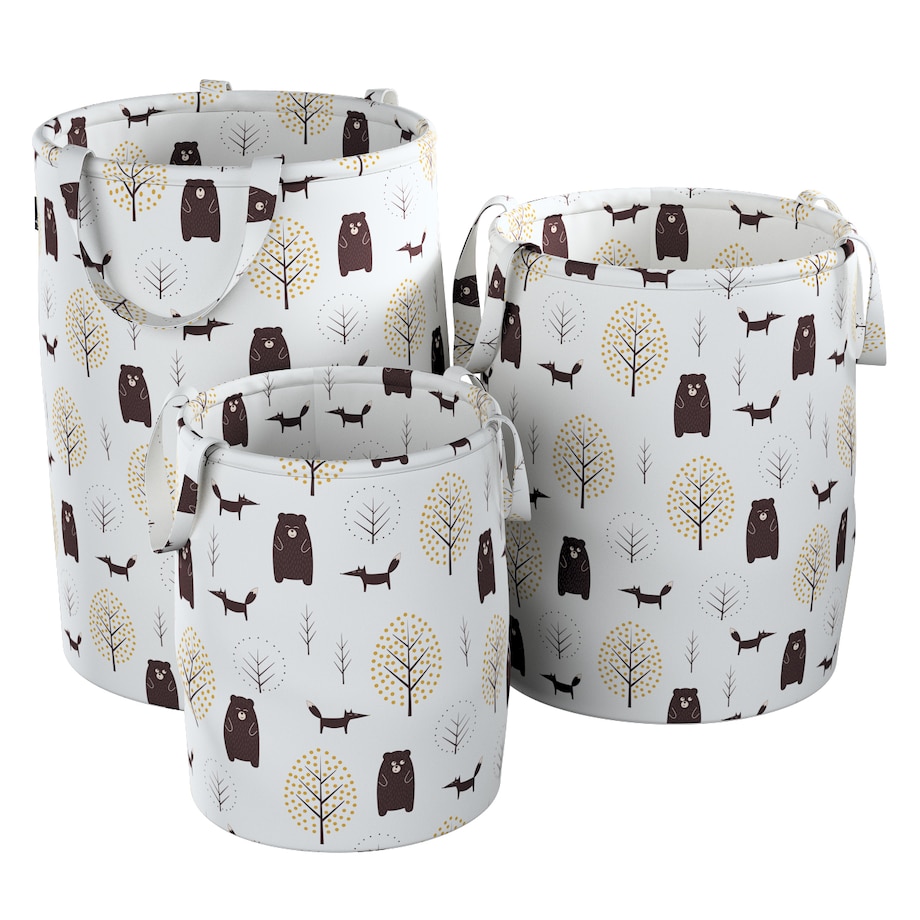 Kosz na zabawki Tobi, ecru-brązowy, 40x50cm, Magic Collection