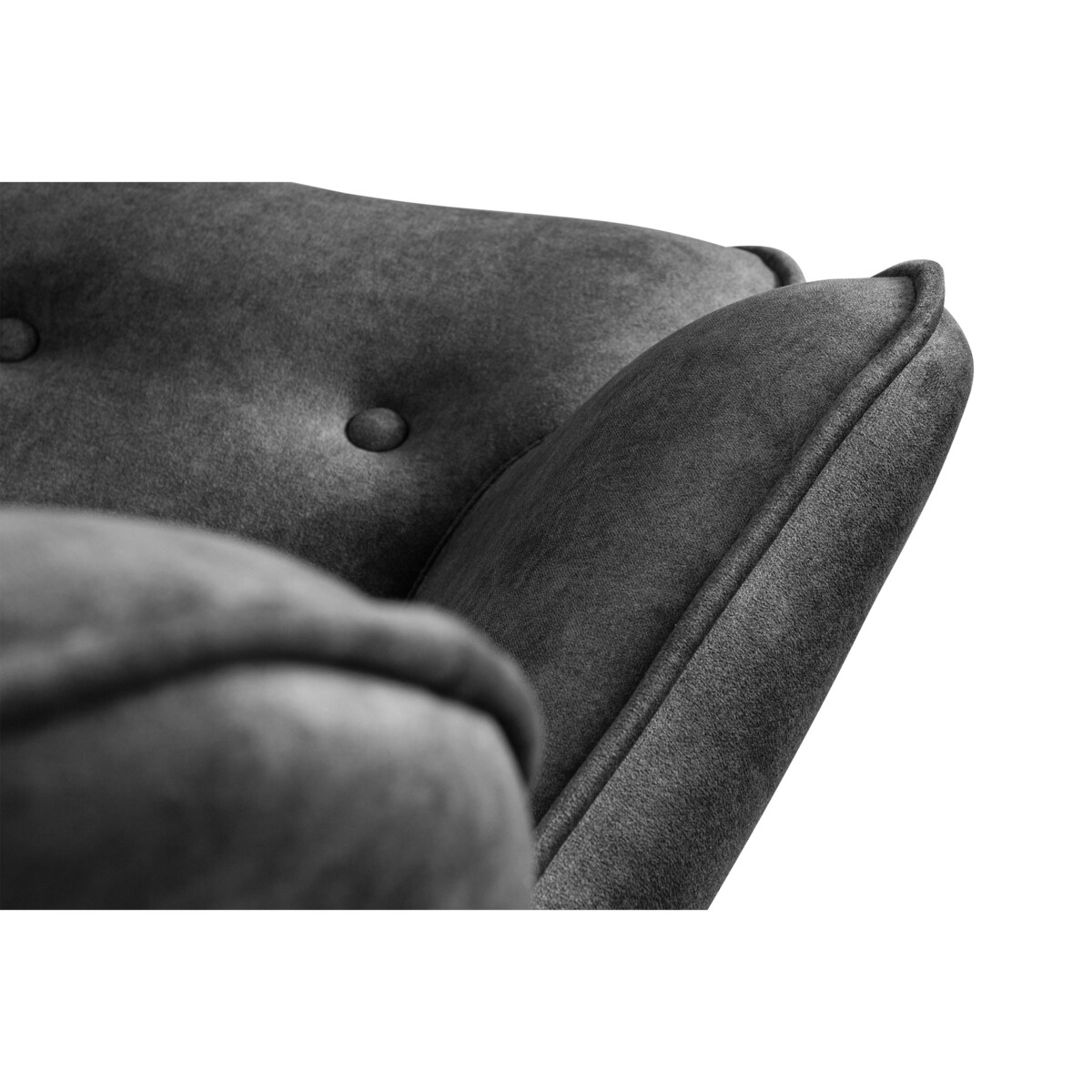 KONSIMO GLORI Fotel relaksacyjny welurowy z pikowaniem w kolorze grafitowym