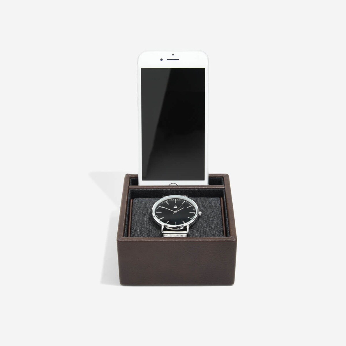 Stacja dokująca i pudełko na zegarek pojedyncze Stackers brązowe