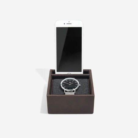 Stacja dokująca i pudełko na zegarek pojedyncze Stackers brązowe