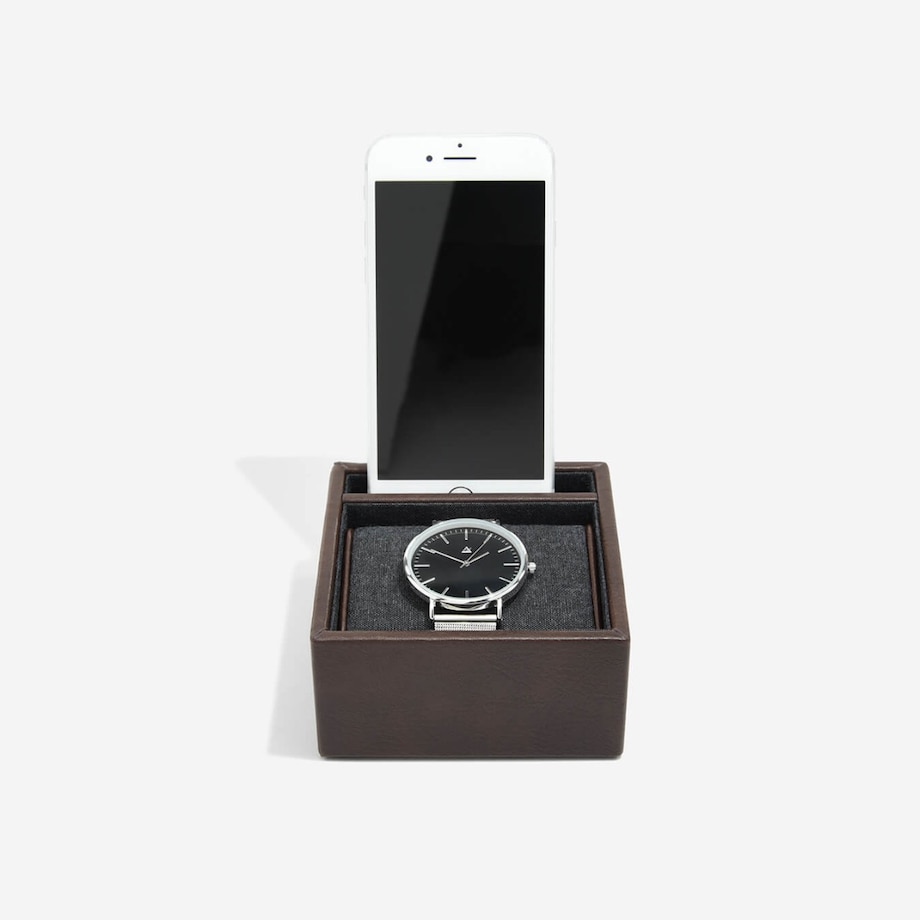 Stacja dokująca i pudełko na zegarek pojedyncze Stackers brązowe