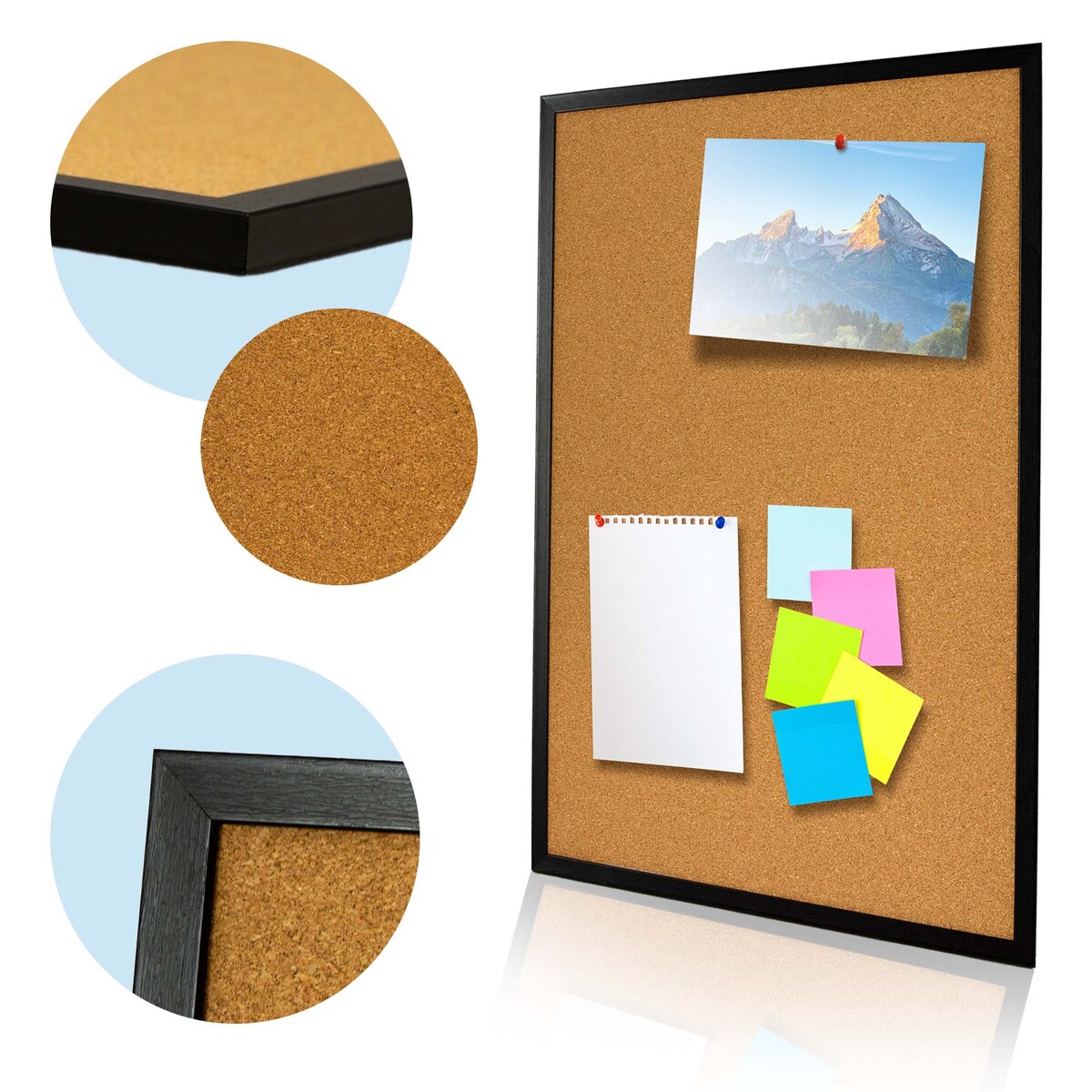 Tablica Korkowa Duża 60X90 Cm W Drewnianej Ramie Czarna