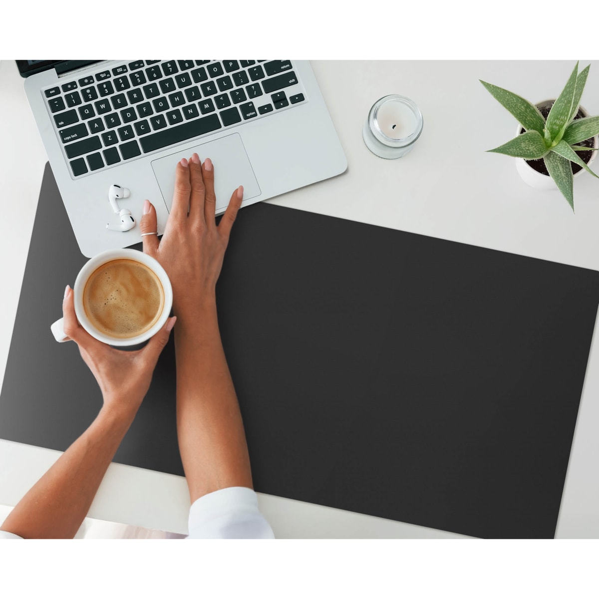 Czarna mata na biurko Kolor Ciemny grafitowy, 90x45 cm