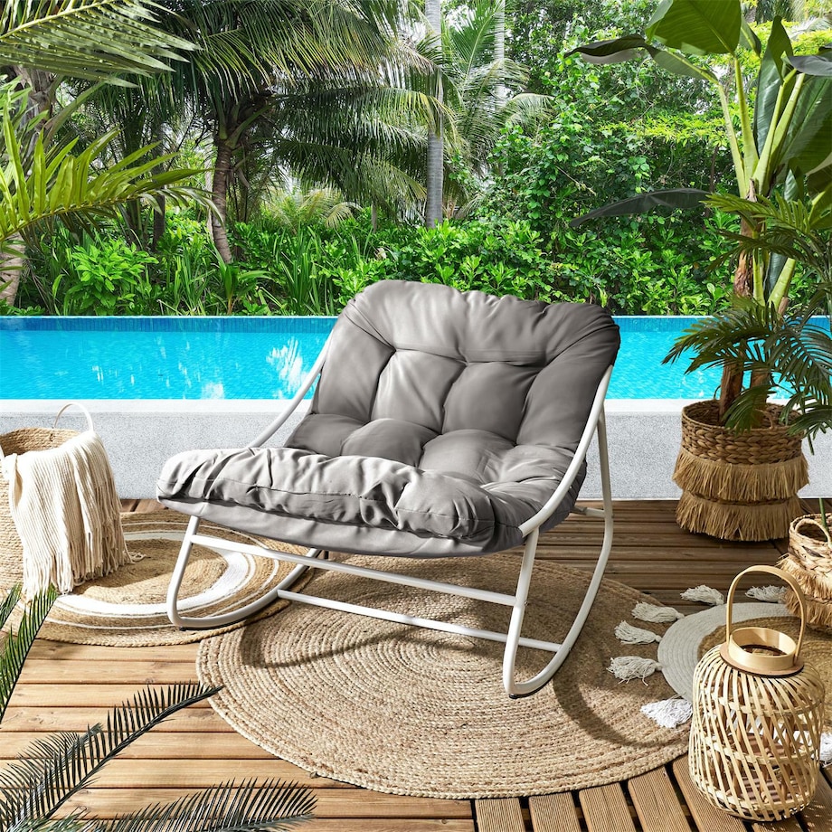 FOTEL OGRODOWY BUJANY Tenerife szary | biały | miękkie siedzisko