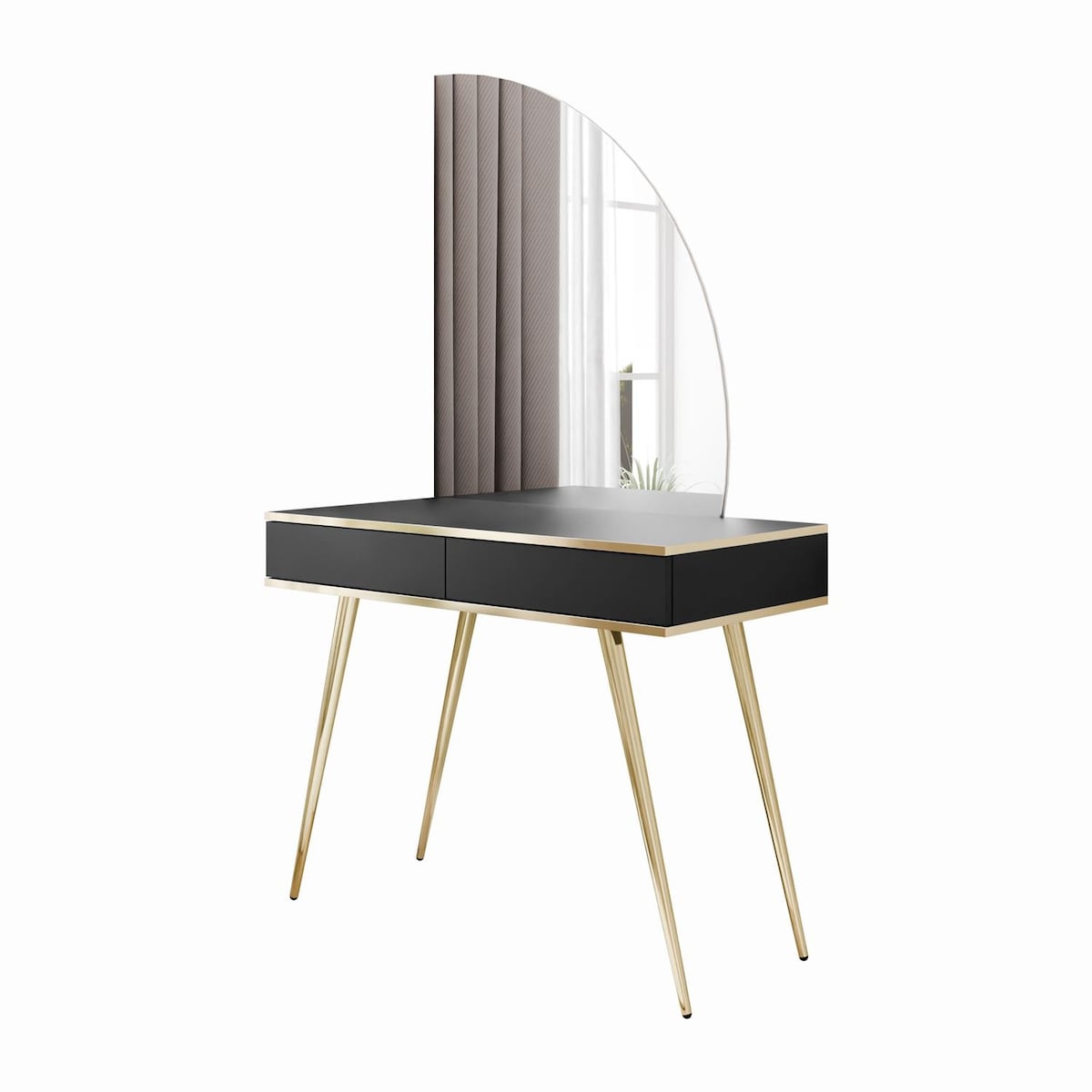 Toaletka OXFORD z lustrem i oświetleniem LED, prawa, czarna