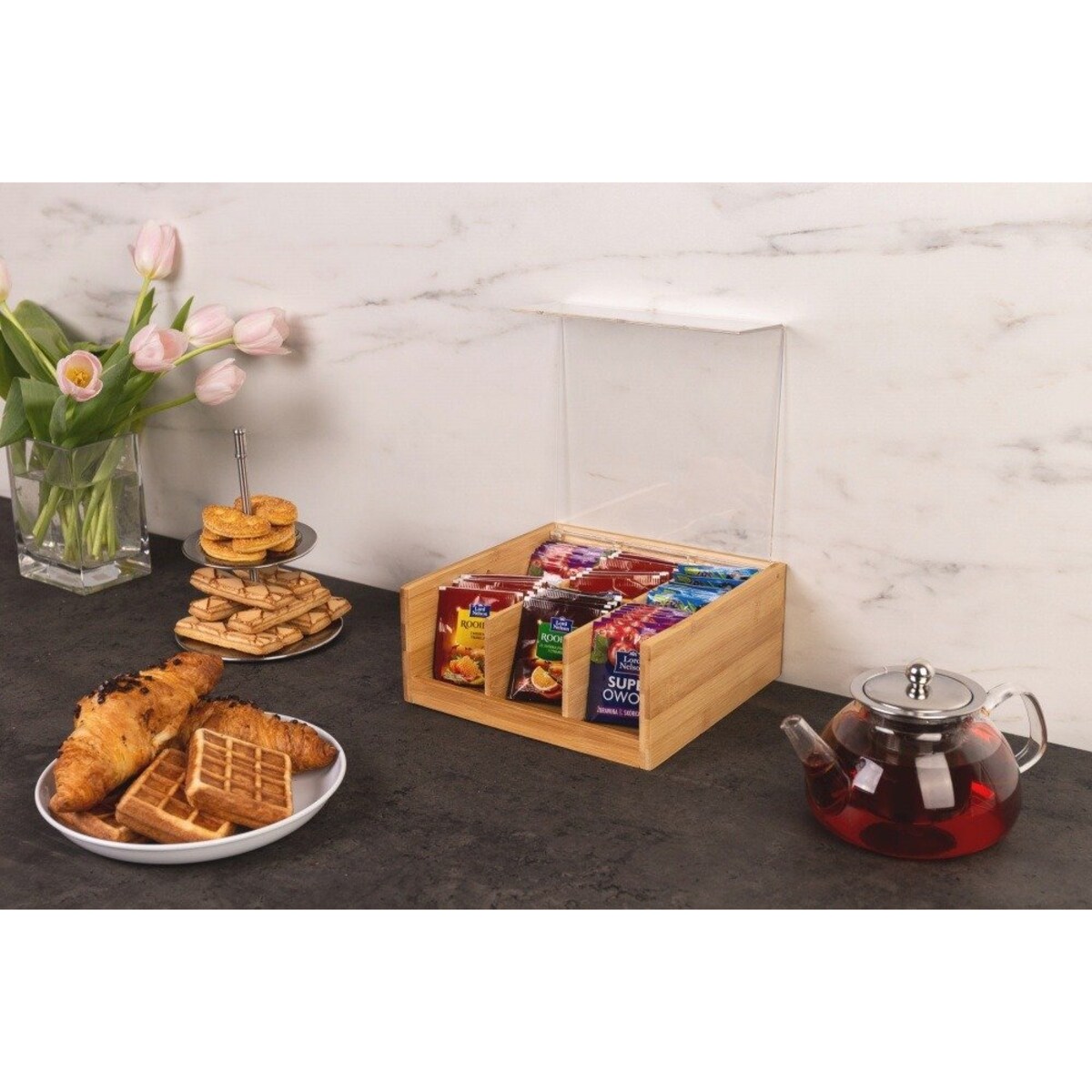 Herbaciarka z bambusa, szkatułka bambusowa, 6 przegródek, KESPER