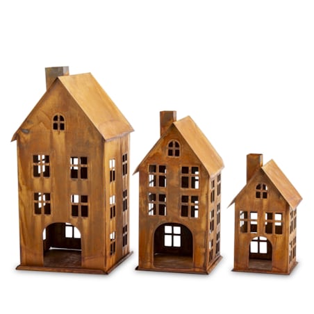 Domek metalowy 3 szt. 38,5x18,5x19,5 cm BAGNOLE rdzawy