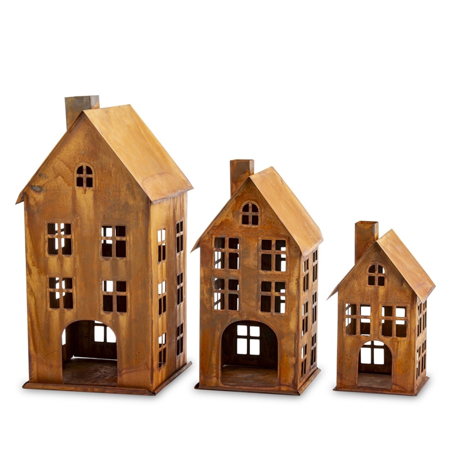 Domek metalowy 3 szt. 38,5x18,5x19,5 cm BAGNOLE rdzawy