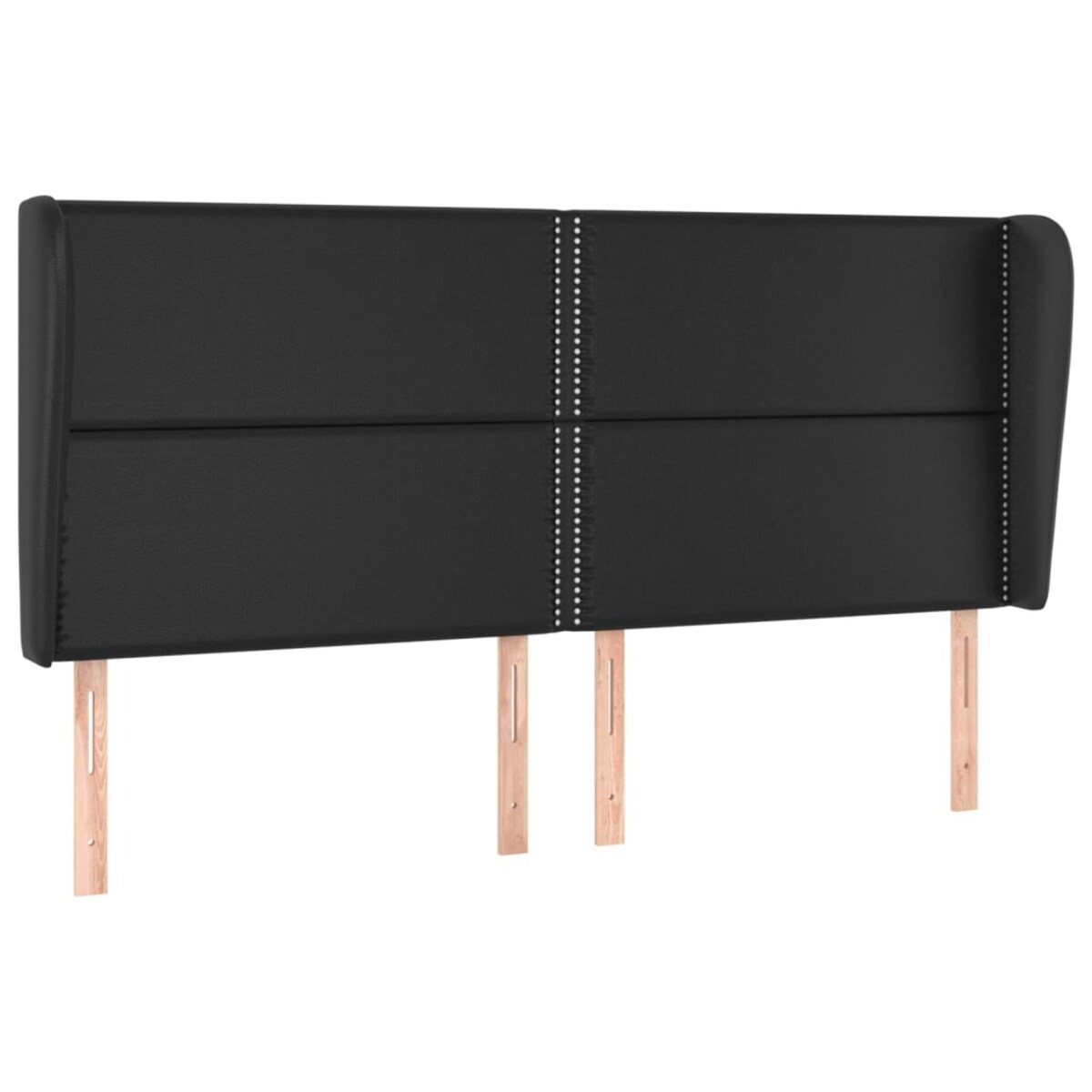 vidaXL Zagłówek uszak, czarny, 203x23x118/128 cm, sztuczna skóra