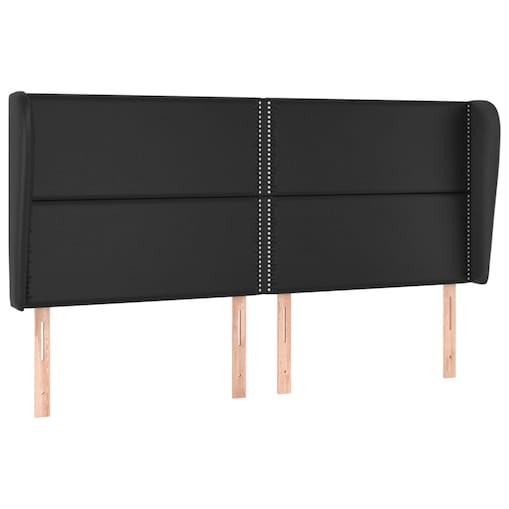 vidaXL Zagłówek uszak, czarny, 203x23x118/128 cm, sztuczna skóra