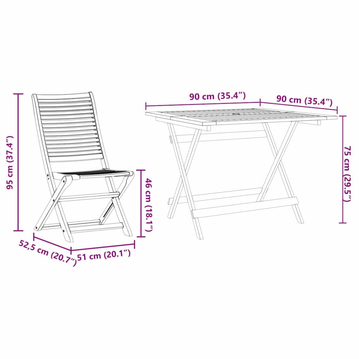 vidaXL Zestaw do jadalni w ogrodzie 5 pcs Brązowy lite drewno akacjowe