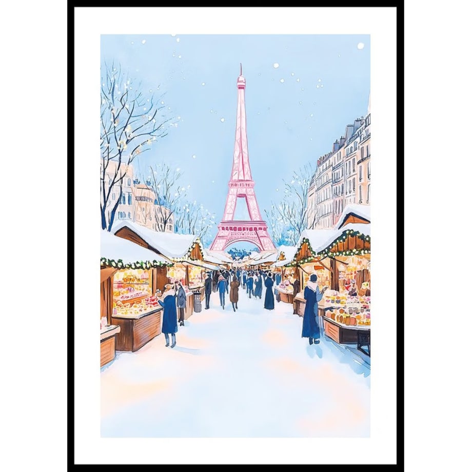 Poster Story, Plakat, Obraz - Świąteczny Jarmark w Paryżu, wymiary 30 x 42 cm