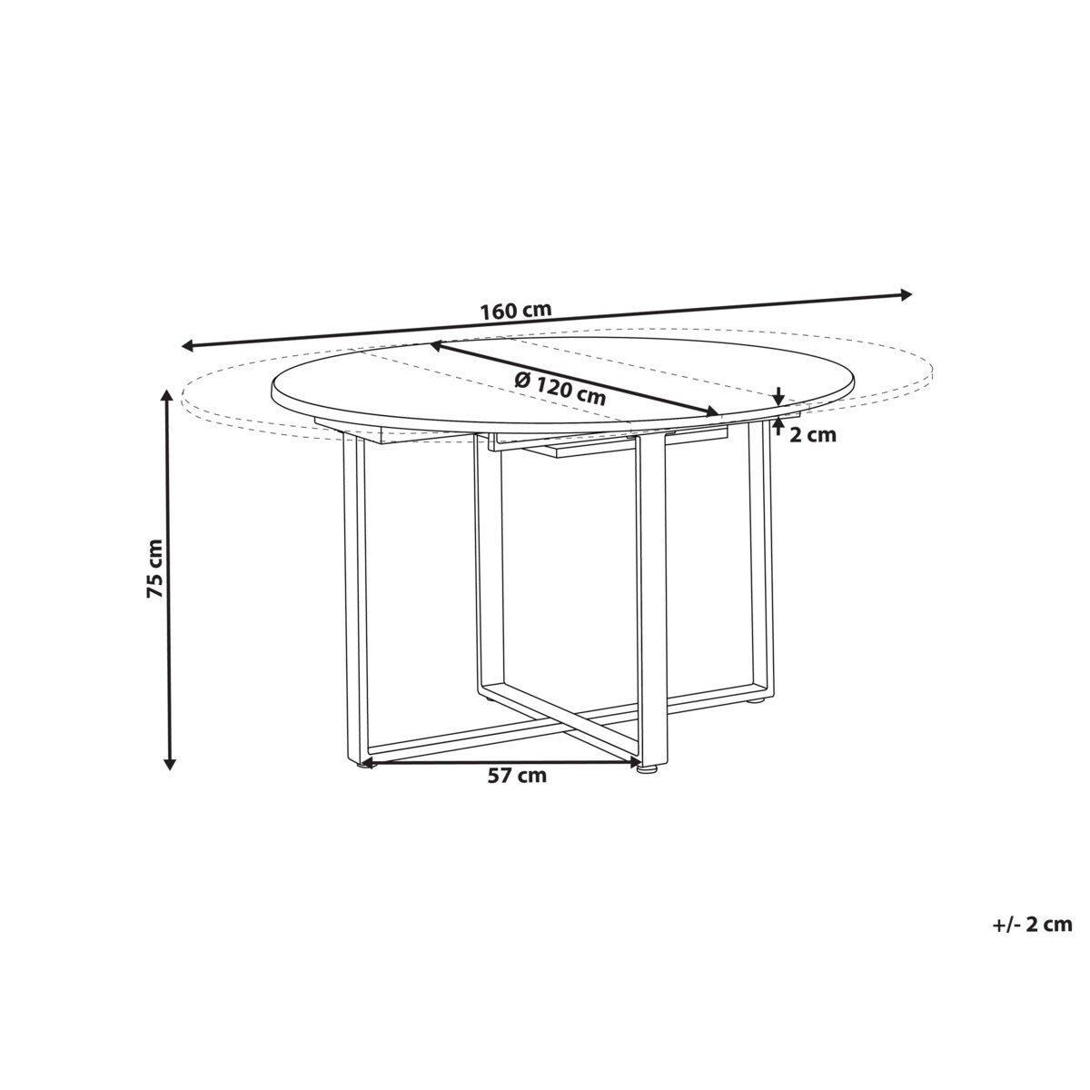 Stół do jadalni ALEXANDRINA Brązowy 120/160 cm 120 cm