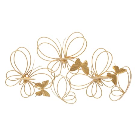 Świecznik ścienny Butterflies, 61 x 12 x 34 cm, dekoracyjny uchwyt na świecę, złoty, żelazo, szkło, Mauro Ferretti
