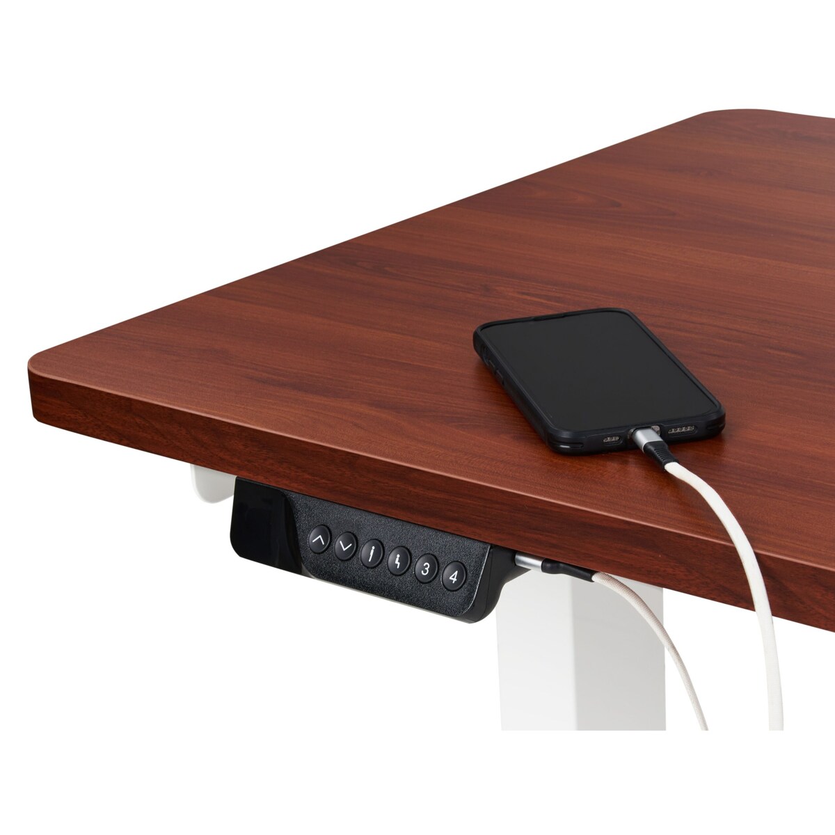 Biurko regulowane Elektryczny Prawostronny Ciemne drewno DESTINES