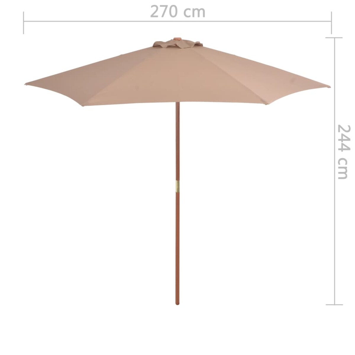 vidaXL Parasol ogrodowy na drewnianym słupku, 270 cm, taupe