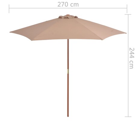 vidaXL Parasol ogrodowy na drewnianym słupku, 270 cm, taupe