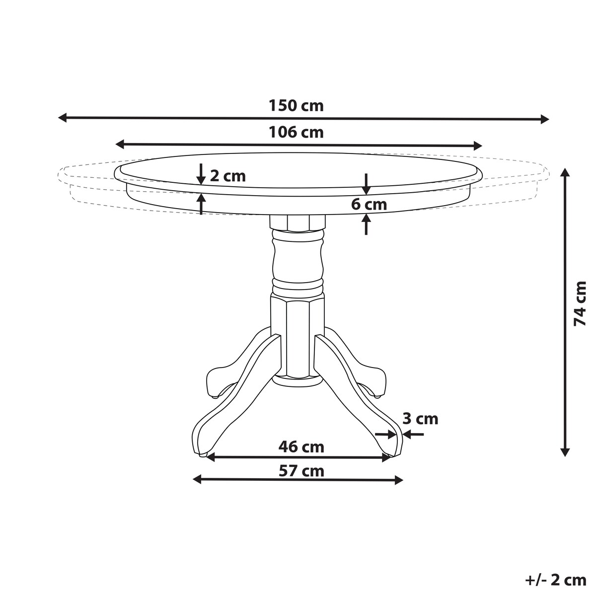 Stół do jadalni rozkładany AKRON Biały 106/150 cm 106 cm