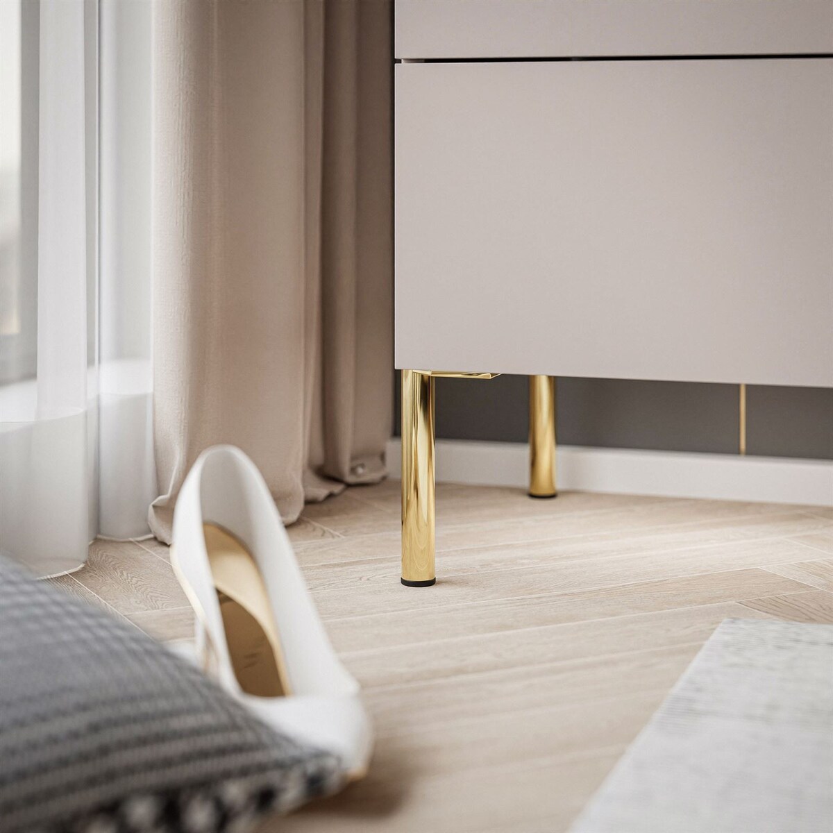 Stolik nocny AURORA II kaszmir nogi proste LED