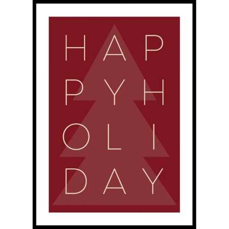 Poster Story, Plakat, Obraz - Happy Holiday na Czerwonym Tle, wymiary 42 x 60 cm