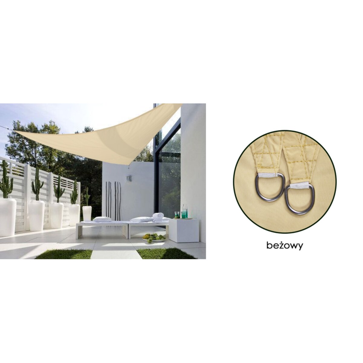 Żagiel Przeciwsłoneczny Ogrodowy Wodoodporny 3X3X3 M Zacieniacz Beżowy