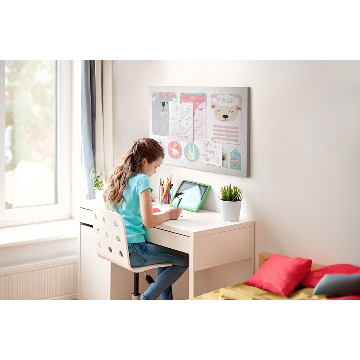 Tablica korkowa Zwierzątka 100x70cm - drewniane pinezki