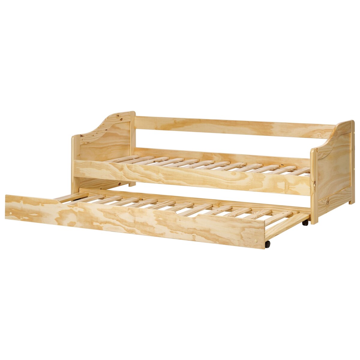 Łóżko wysuwane drewniane 90 x 200 cm jasne LUNERAY