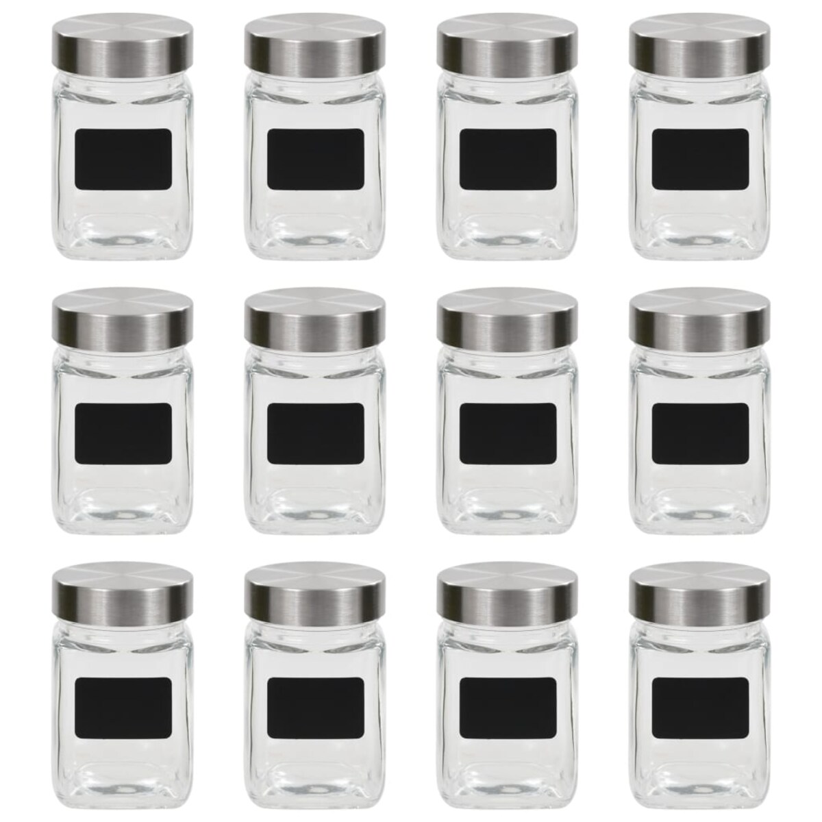 vidaXL Słoiki do przechowywania z nalepkami, 12 szt., 300 ml