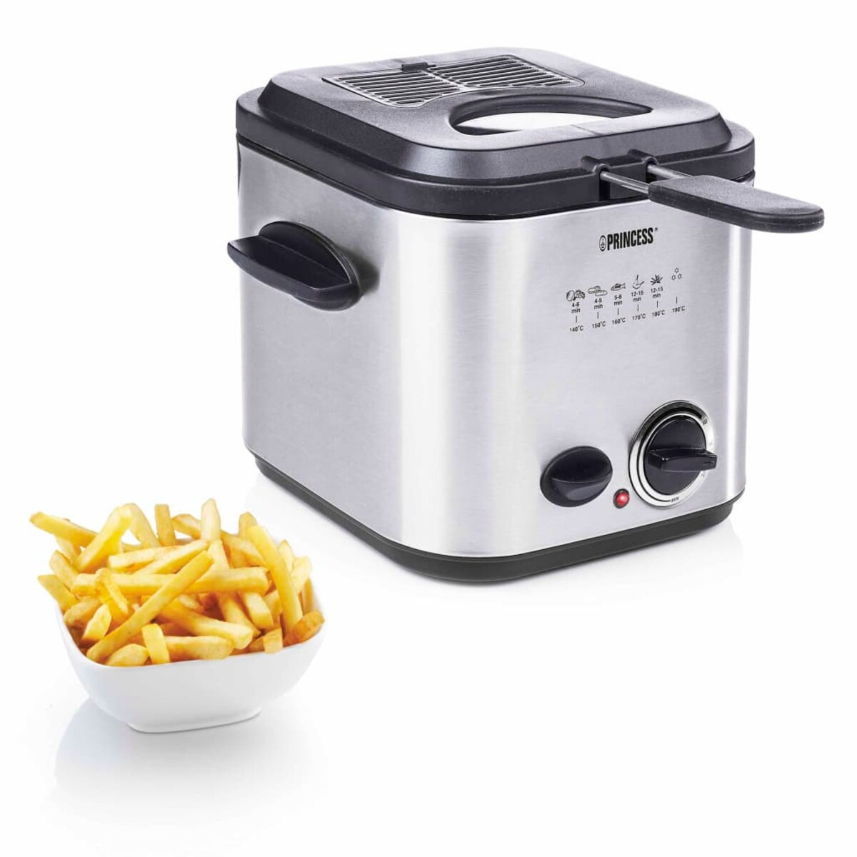 Princess Mini frytkownica z fondue, 840 W, 1,2 L, srebrna, 182611