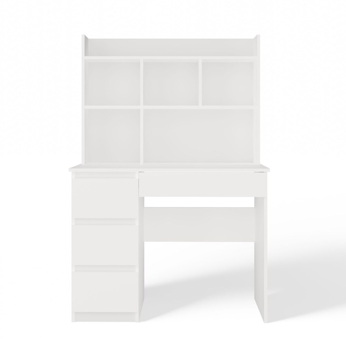 Biurko Topeshop Mijas Lewe Z Nadstawką Biel Mat 4 Szuflady 4 Półki