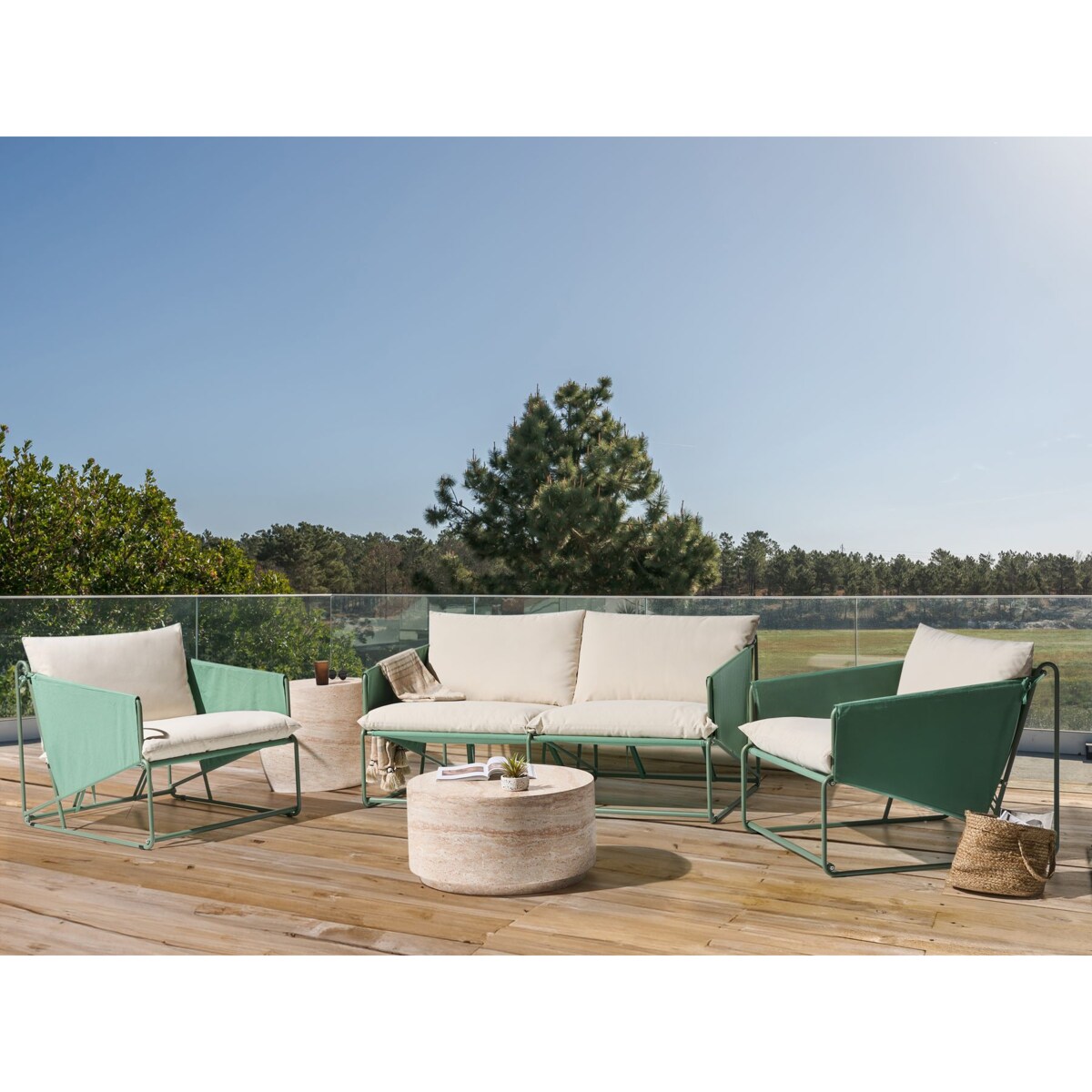 Zestaw ogrodowy dla 4 osób PONTE Metal Zielony