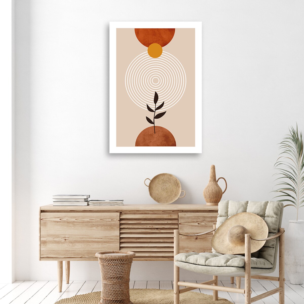 Obraz na płótnie, Koła i gałązki boho 40x60cm