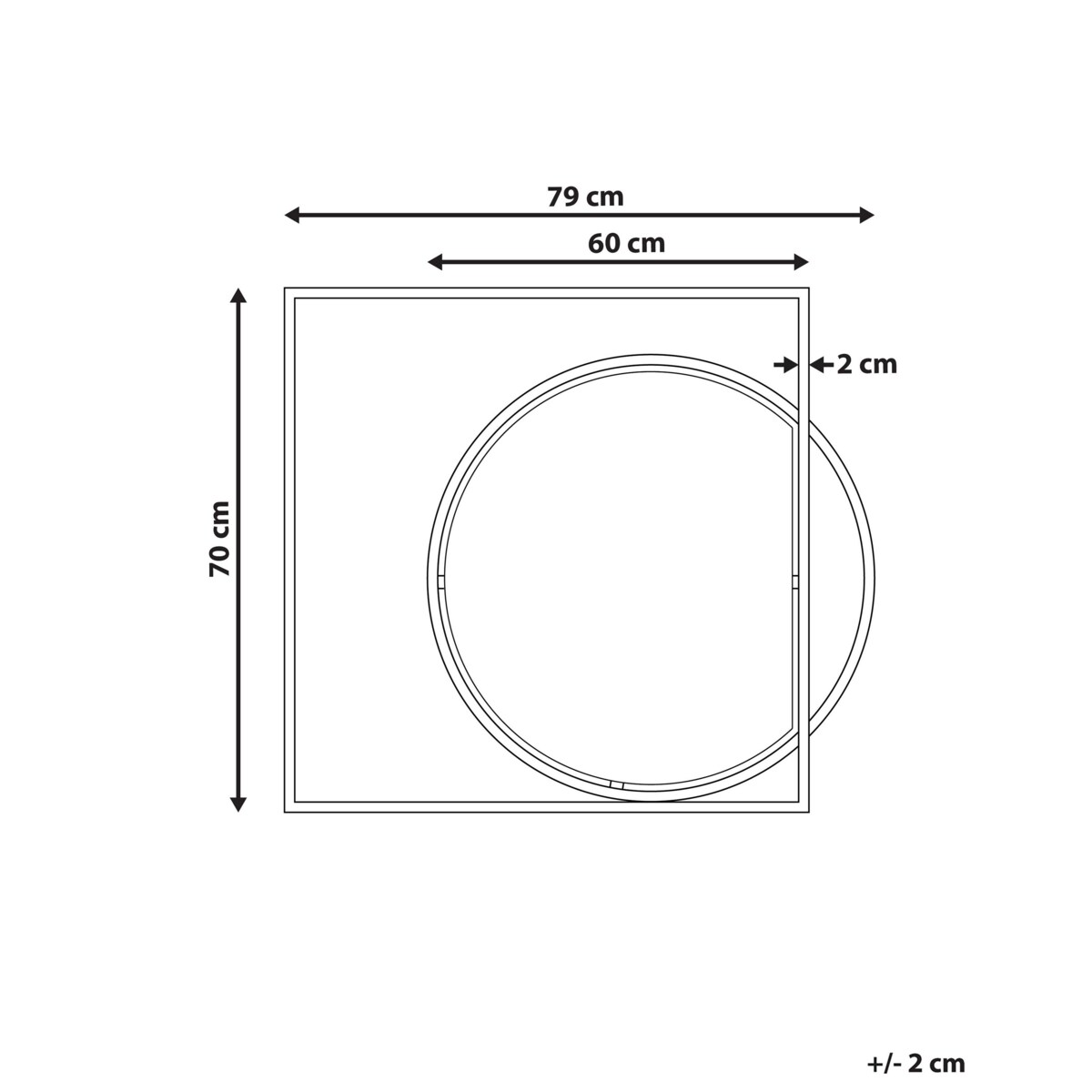 Metalowe lustro ścienne 70 x 79 cm czarne AUXY