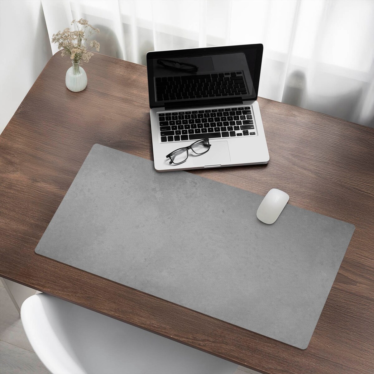 Szara mata na biurko Betonowa tekstura, 90x45 cm