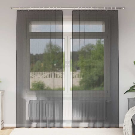 vidaXL Zasłony woalowe z kieszeniami na drążek 2 szt. czarne