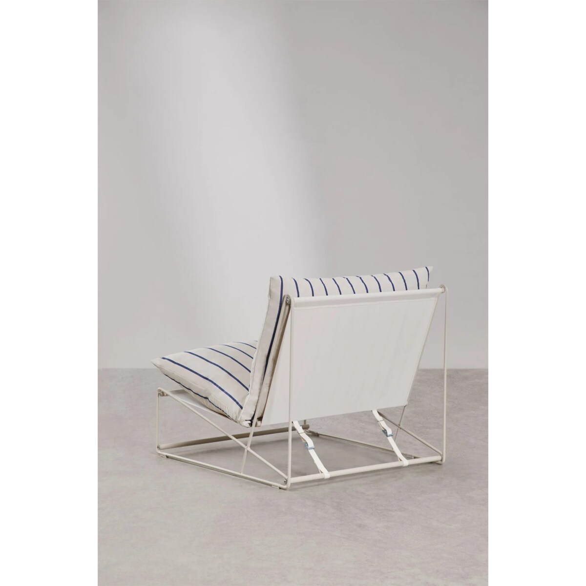 Fotel ogrodowy Amaro paski biało-granatowe